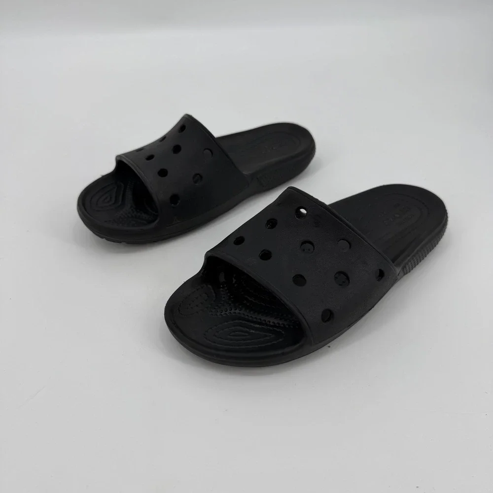 Crocs Classic Slides Black Mens 5 Womens 7 Slip On Comfort Sandals 206121-001